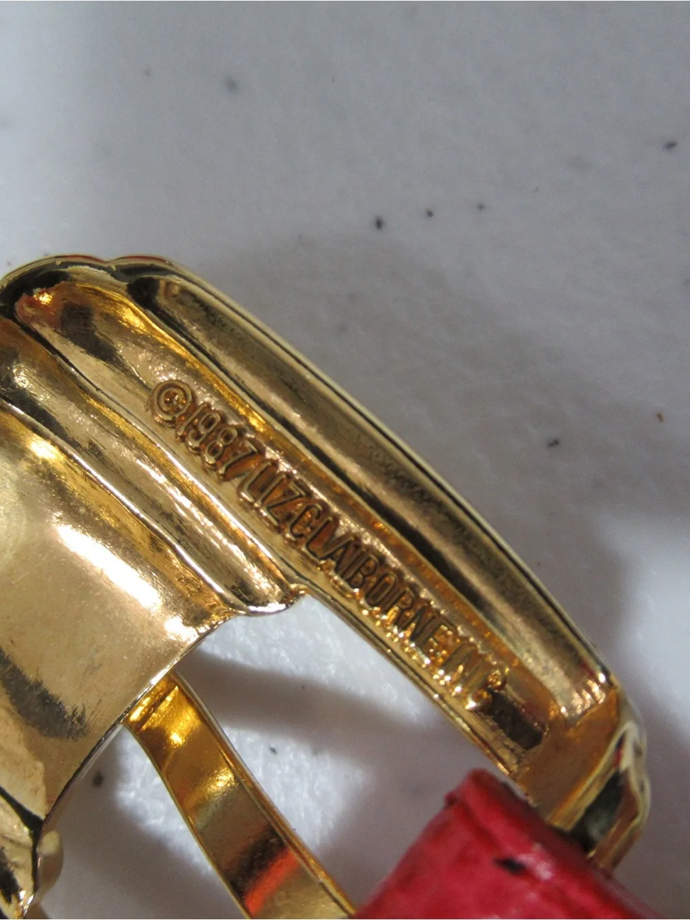 Vintage 1987 Liz Claiborne Croc Embossed Pink Leather Belt Size Small